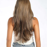 JBEXTENSION 24 Inches Brown With Highlight Curly Pre-Cut Free Part Frontlace Glueless Wig KAY FREE PART