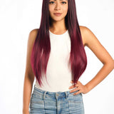 JBEXTENSION 30 Inches Dark Red Extra Long Straight Lace Front Wig.Pre Plucked 6*14 HD Transparent Lace Frontal Glueless Wig GRACE