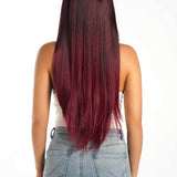 JBEXTENSION 30 Inches Dark Red Extra Long Straight Lace Front Wig.Pre Plucked 6*14 HD Transparent Lace Frontal Glueless Wig GRACE