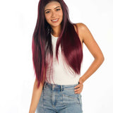 JBEXTENSION 30 Inches Dark Red Extra Long Straight Lace Front Wig.Pre Plucked 6*14 HD Transparent Lace Frontal Glueless Wig GRACE