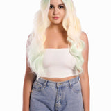 JBextension GLOW IN THE DARK 26 Inches Curly Rainbow Color Frontlace Glueless Wig FAIRY