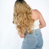 JBEXTENSION 24 Inches Body Wave Mix Blonde With Dark Root Pre-Cut Frontlace Glueless Wig AYLA MIX BLONDE