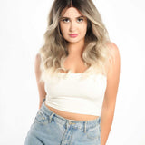 JBEXTENSION 22 Inches Body Wave Shatush Silver Pre-Cut Frontlace Glueless Wig CLAIRE M SILVER