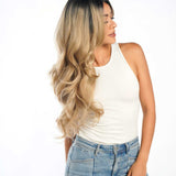 JBEXTENSION Peluca rizada de 26 pulgadas para mujer, peluca rubia Shatush, peluca frontal precortada, EMMIE SHATUSH BLONDE