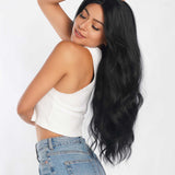 JBEXTENSION 26 Inches Body Wave Jet Black Pre-Cut Frontlace Glueless Wig CLAIRE L BLACK