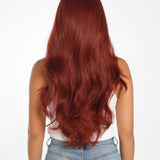 JBEXTENSION Peluca rizada de 26 pulgadas para mujer, color rojo cobrizo, peluca frontal precortada, EMMIE COPPER RED