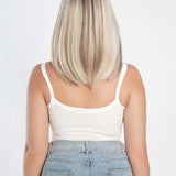 JBEXTENSION 14 Inches Bob Cut Mix Color With Blonde Brown Highlight Free Part Pre-Cut Frontlace Glueless Wig GIULIA BOB CAPPUCCINO (FREE PARTING)