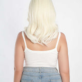 JBEXTENSION 16 Inches Platinum Blonde Wave Free Part Pre-Cut Frontlace Glueless Wig BIANCA