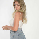 JBEXTENSION 20 Inches Dirty Blonde Curly Free Part Pre-Cut Frontlace Glueless Wig SYLVIA LACE