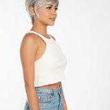 JBEXTENSION Pixie Cut Grey Silver Half Real Human Hair Half Futura Fiber Fashion Women Wig LINDA