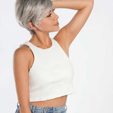 JBEXTENSION Pixie Cut Grey Silver Half Real Human Hair Half Futura Fiber Fashion Women Wig LINDA