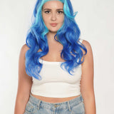 JBEXTENSION 24 Inches Mix Blue Body Wave Pre-Cut Frontlace Glueless Wig BUBBLES