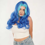 JBEXTENSION 24 Inches Mix Blue Body Wave Pre-Cut Frontlace Glueless Wig BUBBLES