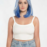 JBEXTENSION 12 Inches Bob Cut Blue With White Highlight Free Part Pre-Cut Frontlace Glueless Wig DOLPHIN