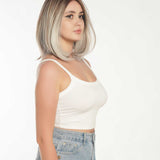 JBEXTENSION 12 Inches Bob Cut Mix Color With Highlight Free Part Pre-Cut Frontlace Glueless Wig DOLPHIN LATTé