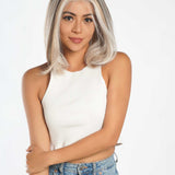 JBEXTENSION 12 Inches Bob Cut Mix Color With Blonde Brown Highlight Free Part Pre-Cut Frontlace Glueless Wig DOLPHIN CAPPUCCINO