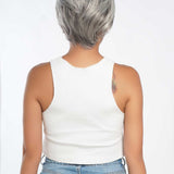 HOT OF SEASON -Pixie Cut Silver Half Real Human Hair Half Futura Fiber Fashion Women Wig WINTOUR