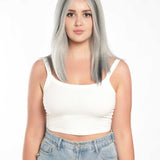 JBEXTENSION Peluca Bob Cut Mix Silver Frontlace de 14 pulgadas GIULIA BOB SILVER (PARTE LIBRE)