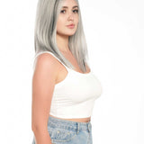 JBEXTENSION Peluca Bob Cut Mix Silver Frontlace de 14 pulgadas GIULIA BOB SILVER (PARTE LIBRE)