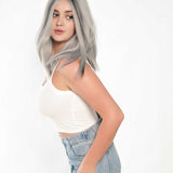 JBEXTENSION Peluca Bob Cut Mix Silver Frontlace de 14 pulgadas GIULIA BOB SILVER (PARTE LIBRE)