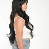 JBEXTENSION 30 Inches Long Natural Black Wig With Bangs YUMI NATURAL BLACK