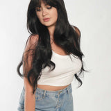 JBEXTENSION 30 Inches Long Natural Black Wig With Bangs YUMI NATURAL BLACK