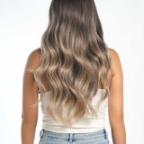 JBEXTENSION 25 Inches Balayage With Dark Root Curly Wig With Bangs DELLA