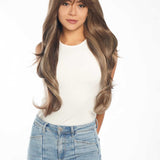 JBEXTENSION 30 Inches Long Light Brown With Highlight Wig With Bangs YUMI