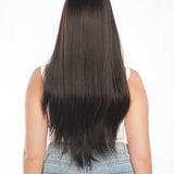 JBEXTENSION 26 Inches Scalpiana Tea Black Darkest Brown Wolf Cut 3.5X4 Hard Silky Top Natural Scalp Effect Wig With Bangs ELAINE