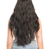 JBEXTENSION 24 Inches Tea Black Darkest Brown Body Wave Wig With Cute Bangs NINI TEA BLACK