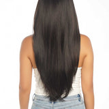 JBEXTENSION 26 Inches Scalpiana Tea Black Darkest Brown Wolf Cut 3.5X4 Hard Silky Top Natural Scalp Effect Wig With Bangs ELLIE SILK TOP