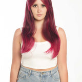 JBEXTENSION 22 Inches Nature Straight Fushia Color Wig With Bangs BREEN