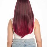 JBEXTENSION 22 Inches Nature Straight Fushia Color Wig With Bangs BREEN