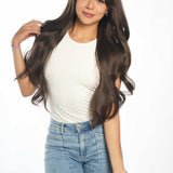 JBEXTENSION 30 Inches Long Cold Brown Wig With Bangs YUMI BROWN