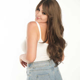 JBEXTENSION 25 Inches Brown Curly Wig With Full Bangs KRISTINA BROWN