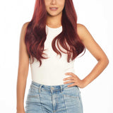 JBEXTENSION 22 Inches Dark Red Curly Wig With Bangs MIRANDA