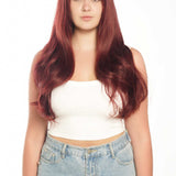 JBEXTENSION 25 Inches Red Curly Fashion Wig With Full Bangs ALYSSA