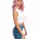JBEXTENSION 14 Inches Pink Body Wave Wig With Bangs ADA