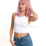 JBEXTENSION 14 Inches Pink Body Wave Wig With Bangs ADA
