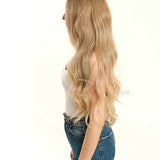 JBEXTENSION Peluca con malla frontal rubia con onda de raíz oscura de 26 pulgadas. Peluca frontal de encaje transparente prearrancada 6*14 HD JOSIE