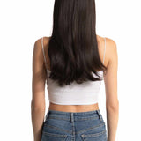 JBEXTENSION 24 Inches Curly Tea Black Darkest Brown Pre-Cut Frontlace Glueless Wig MISSY