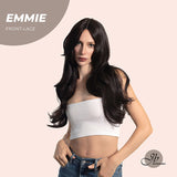 JBEXTENSION 26 Inches Curly Women Tea Black Darkest Brown Wig Pre-Cut Frontlace Glueless Wig EMMIE