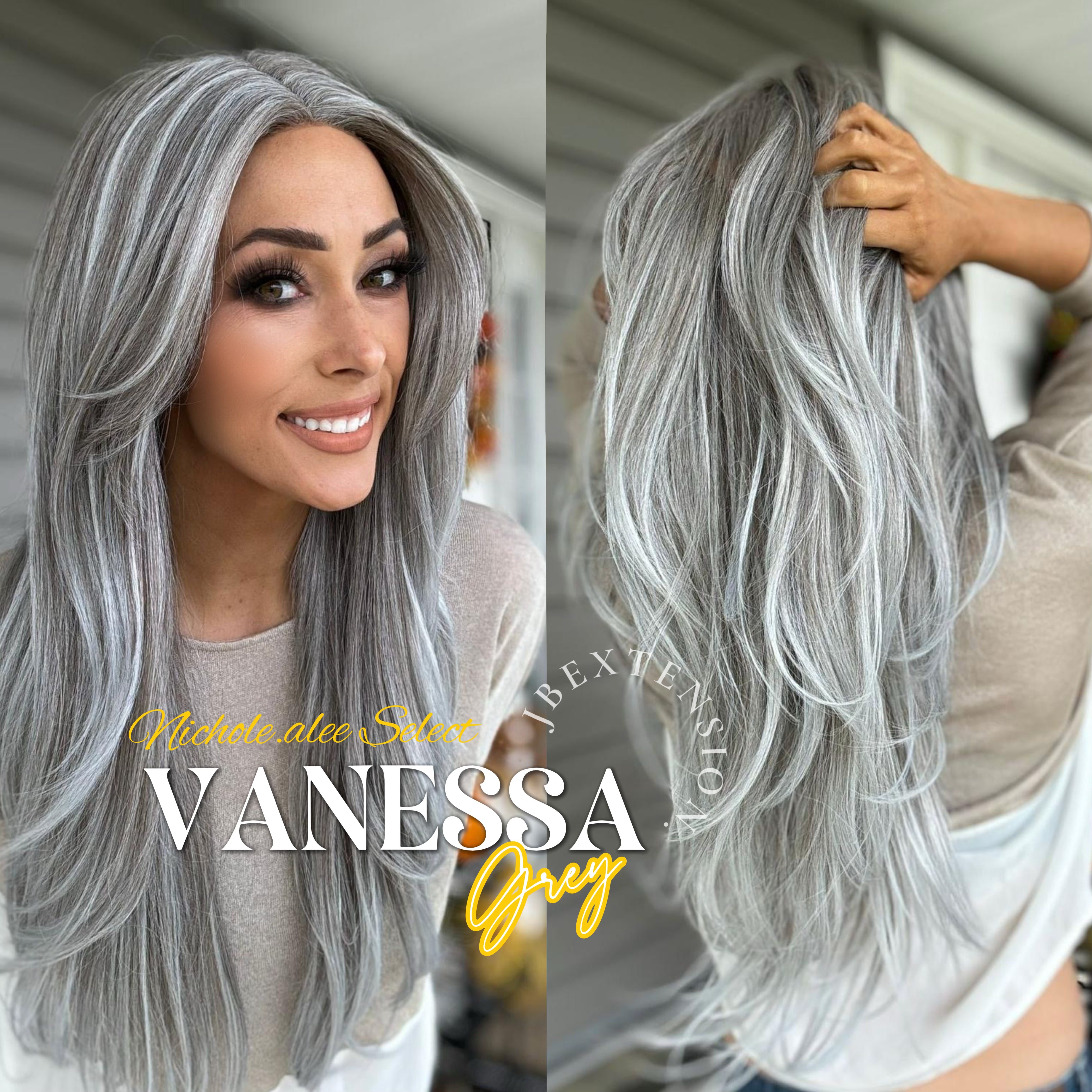 Nichole's Selection - 26 Inches Curly Grey Pre-Cut Frontlace Wig Nichole's Selection - 26 Inches Curly Grey Pre-Cut Frontlace Wig