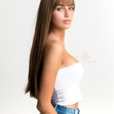 JBEXTENSION 24 Inches Nature Straight Ombre Light Brown Wig With Bangs LUCY