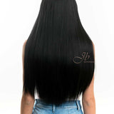 JBEXTENSION 24 Inches Long Straight Jet Black Wig With Bangs LUNA