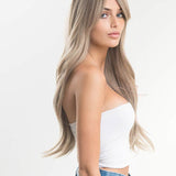 JBEXTENSION 25 Inches Curly Cold Blonde Wig With Bangs KAILEY
