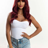 JBEXTENSION 22 Inches Red Body Wave Wig With Bangs ANITA