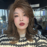 HOT OF SEASON -18 Inches Caramel Curly Women Fashion Full Machine Wig With Bangs LORNA CARAMEL【PLUS PERMATEASE】【BENDY EAR TABS】