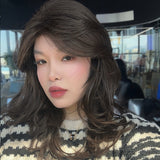 JBEXTENSION 18 Inches Dark Brown Curly Women Fashion Full Machine Wig With Bangs LORNA DARK BROWN【PLUS PERMATEASE】【BENDY EAR TABS】
