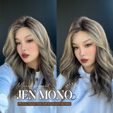 HOT OF SEASON -JBEXTENSION JEN MONO Monofilament Handmade Wig 6X5 Full Monofilament Hand Tied Top Wig 18 Inches Hazelnut Blonde Highlight Mono Lace Wig With Anti-slip Silicone Strips Glueless Wig JEN MONO【BENDY EAR TABS】